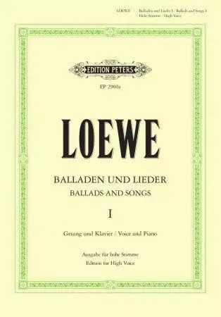 15 Ballads And Songs Vol. 1 - Classical Vocal High Voice by Carl Loewe - Peters EP2960A