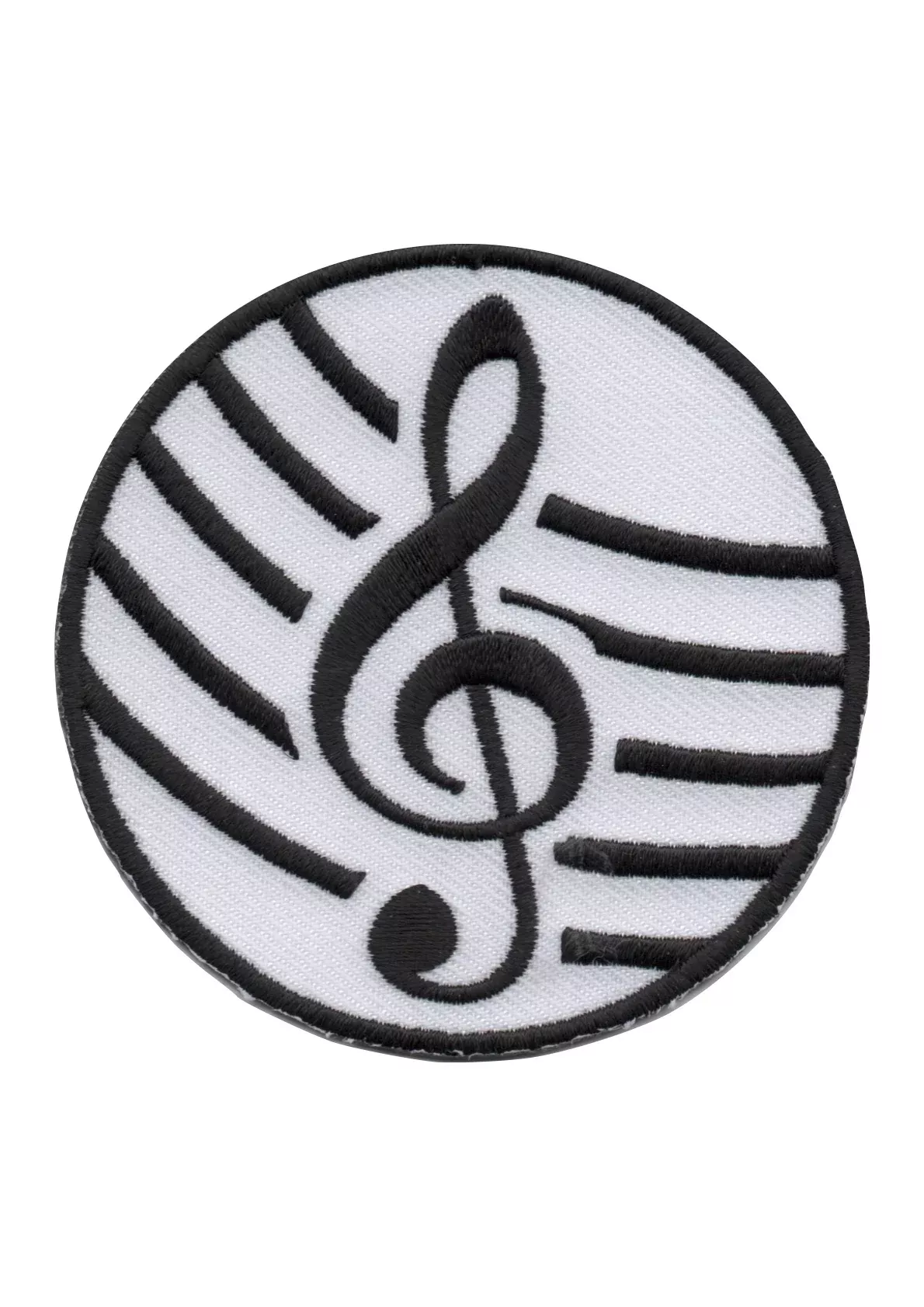 AIM Iron-On Patch - Round Treble Clef, Embroidered