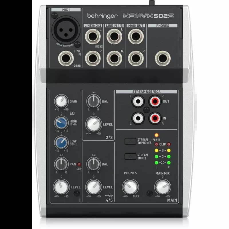 Behringer XENYX 502S 5-Channel Mixer with USB Streaming Interface