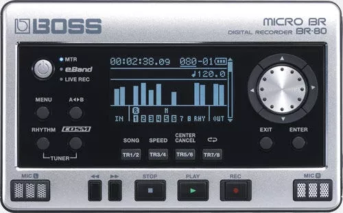 BOSS BR-80 Portable Digital Recorder - 8-Track MTR, eBand Mode, Compact Design for Musicians