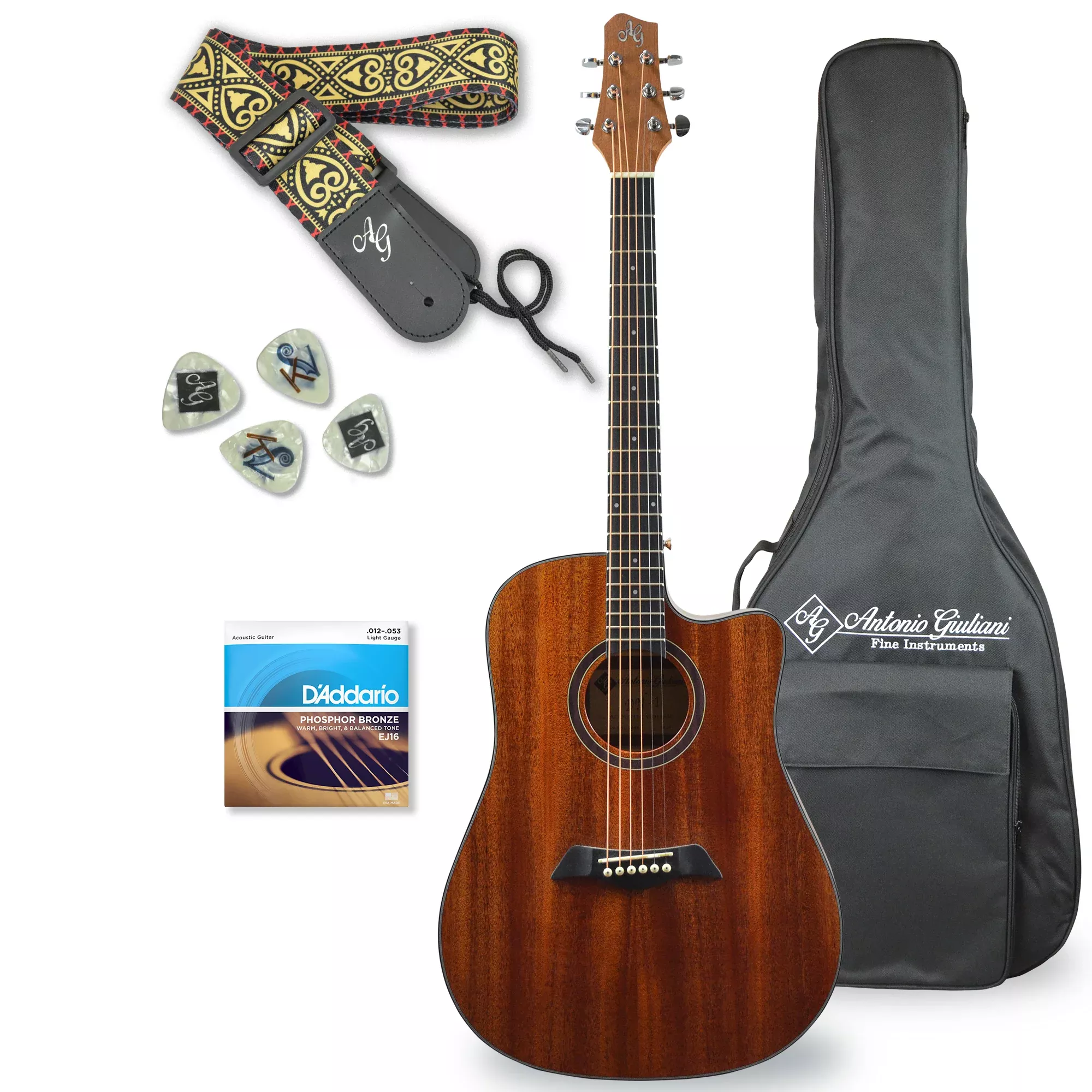 CLEARANCE Antonio Giuliani DN-1 Dreadnought Cutaway Acoustic Guitar Outfit