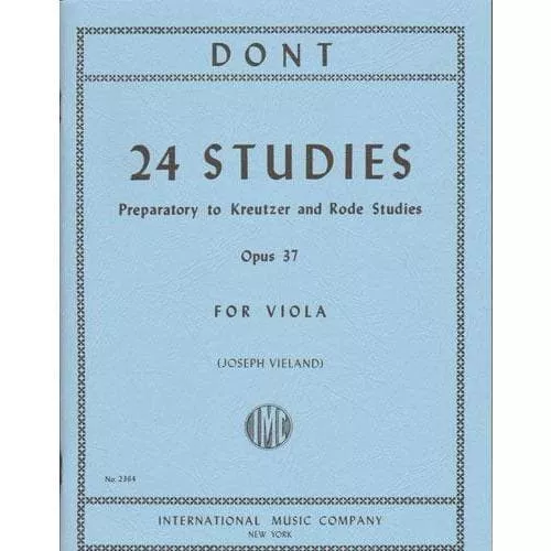 Dont, Jakob - 24 Studies, Op 37: Preparatory to Kreutzer and Rode Studies - Viola solo - edited by Joseph Vieland - International Edition