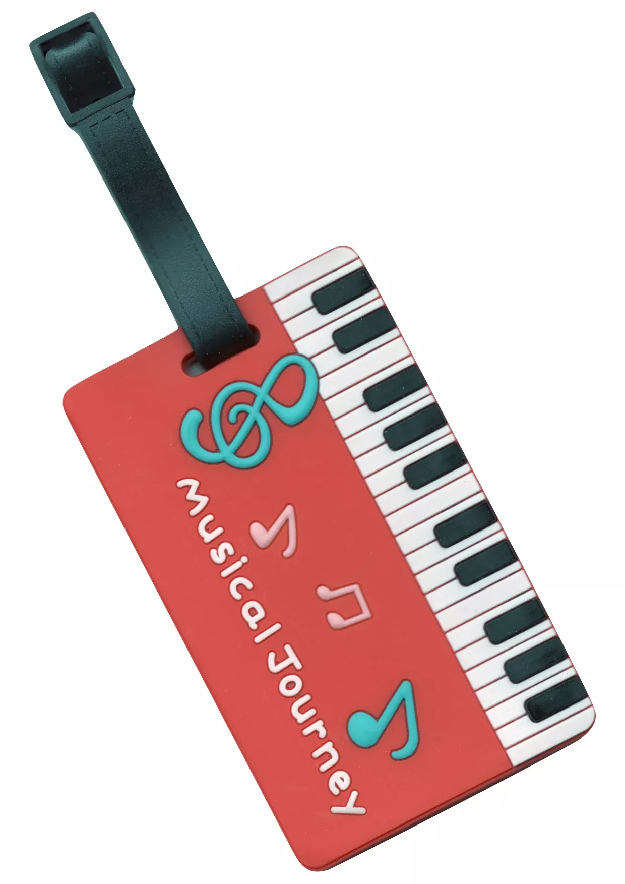Keyboard & Music Symbols Bag Tag - Red PVC