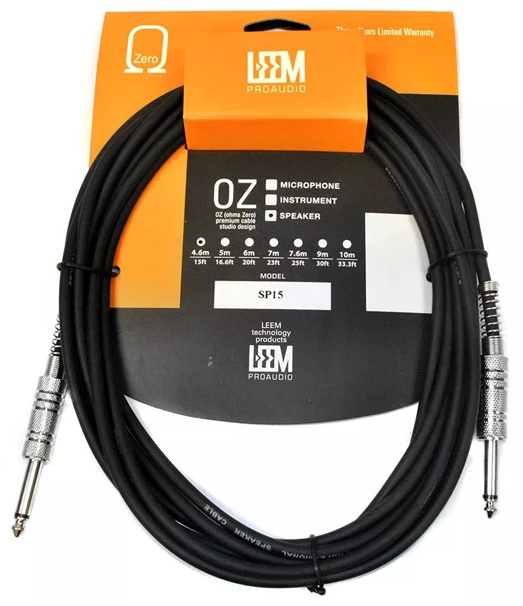 Leem 15ft Speaker Cable with 1/4" Straight TS Connectors