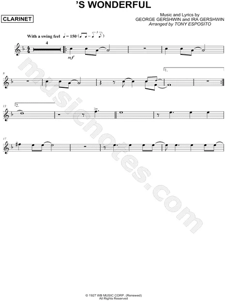 'S Wonderful - Clarinet